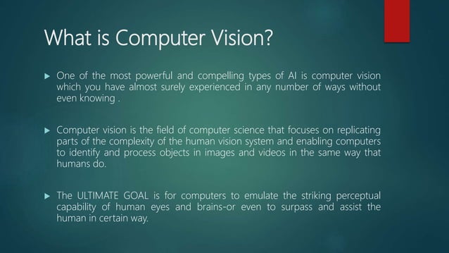 Computer vision ppt | PPTX | Artificial Intelligence | Technology ...