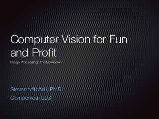 Computer Vision for Fun
and Proﬁt
Image Processing: The Lowdown
!
!
Steven Mitchell, Ph.D.
Componica, LLC
 