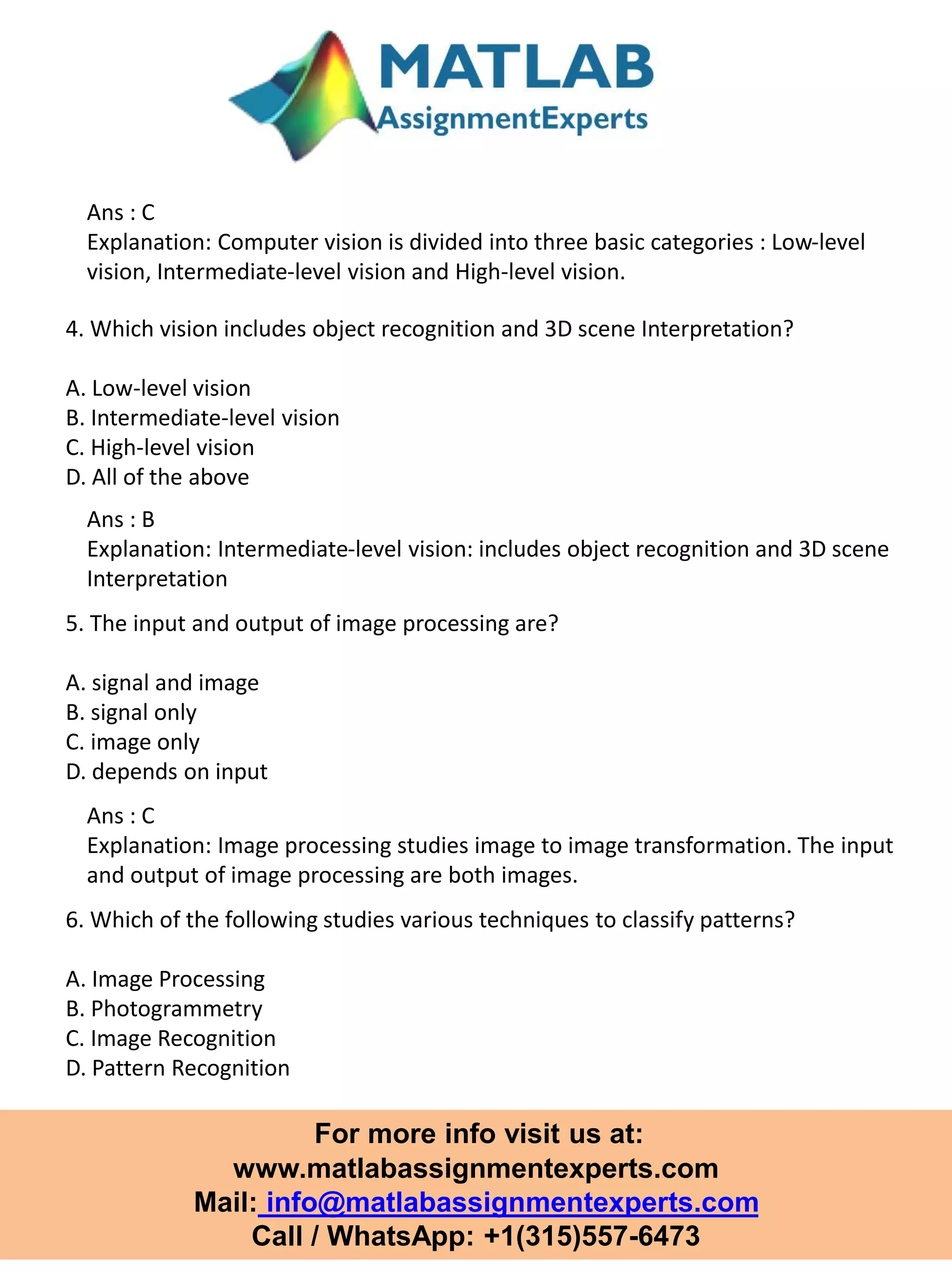 Computer vision (Matlab) | PPTX