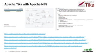 26 ©HortonworksInc. 2011–2018. All rightsreserved.
Apache Tika with Apache NiFi
https://community.hortonworks.com/articles...