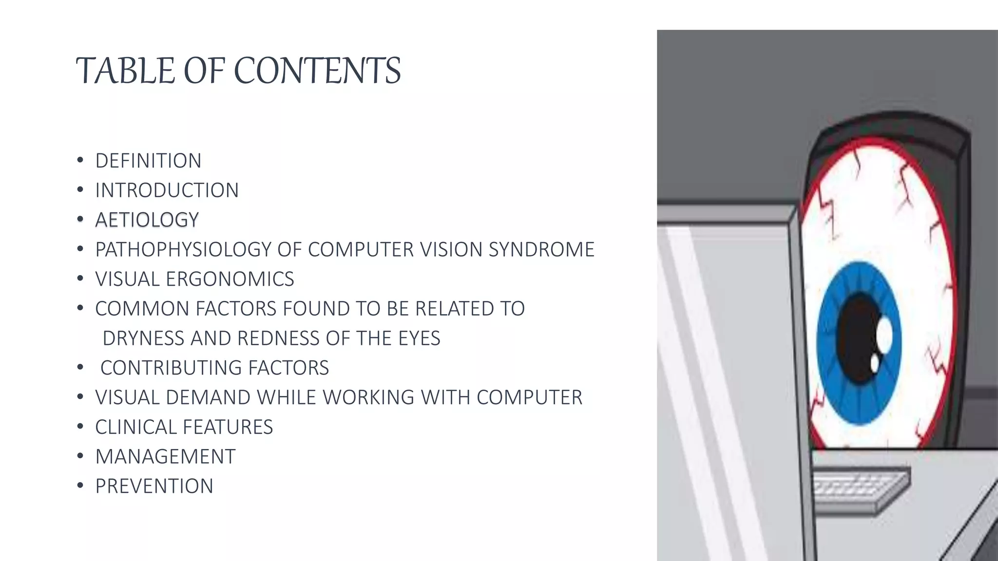 Computer vision syndrome | PPTX | Eye and Vision Conditions | Diseases ...