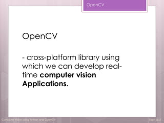 Computer vision and Open CV | PDF