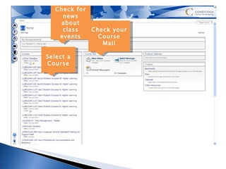 Select a Course Check for news about class events Check your Course Mail 
