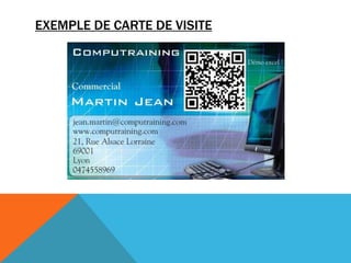 EXEMPLE DE CARTE DE VISITE