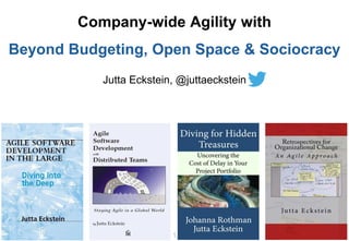 ©2016-2018 by JEckstein.com11
Jutta Eckstein, @juttaeckstein
Company-wide Agility with
Beyond Budgeting, Open Space & Sociocracy
 
