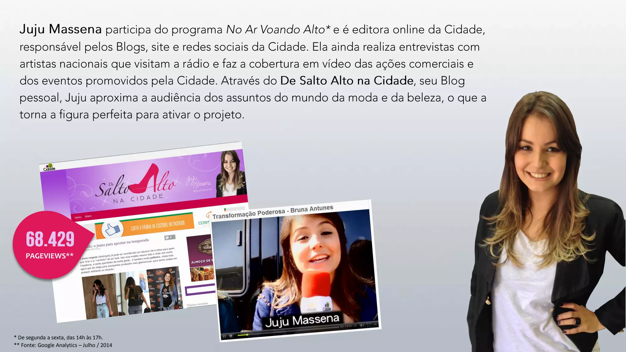 * De segunda a sexta, das 14h às 17h. 
PAGEVIEWS** 
** Fonte: Google Analytics–Julho / 2014  