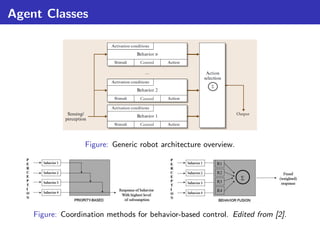 Agent Classes




                  Figure: Generic robot architecture overview.




    Figure: Coordination methods for behavior-based control. Edited from [2].
 