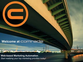 Welcome at
Web-based Marketing Automation
Start realizing your top marketing priorities today!
 