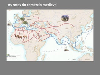 As rotas do comércio medieval Principais áreas de comércio 