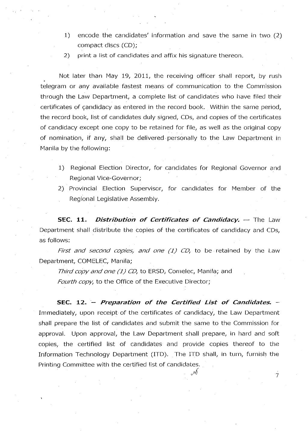 Guidelines for Filing of Candidacy