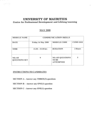 Coms1010   exam paper - may 08
