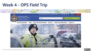 Week 4 - OPS Field Trip
http://doi.org/10.22215/tplauriault.courses.2019.coms5225
 