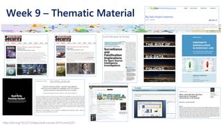 Week 9 – Thematic Material
http://doi.org/10.22215/tplauriault.courses.2019.coms5225
 