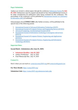 Call For Papers-4th International Conference on Computer Science and ...