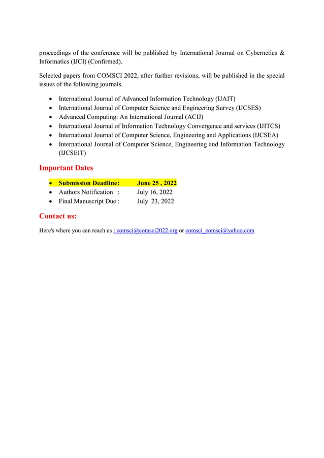 International Conference on Computer Science and Information Technology ...