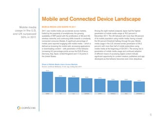 Mobile and Connected Device Landscape
    Mobile media     MObILE MEDIA USE SOARS IN 2011
 usage in the U.S.   2011 saw mo...