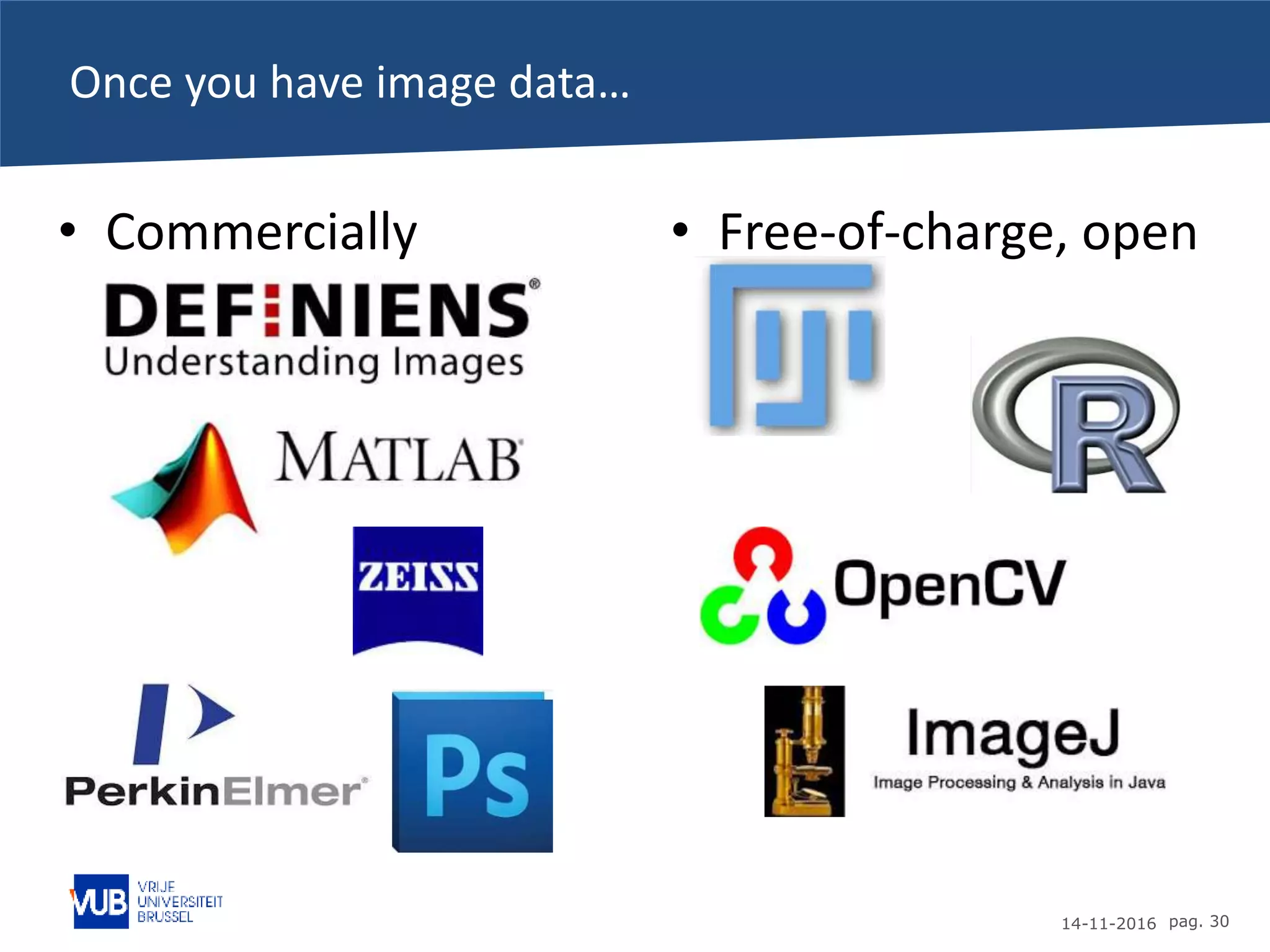14-11-2016 pag. 30
Once you have image data…
• Commercially
available
• Free-of-charge, open
source
 