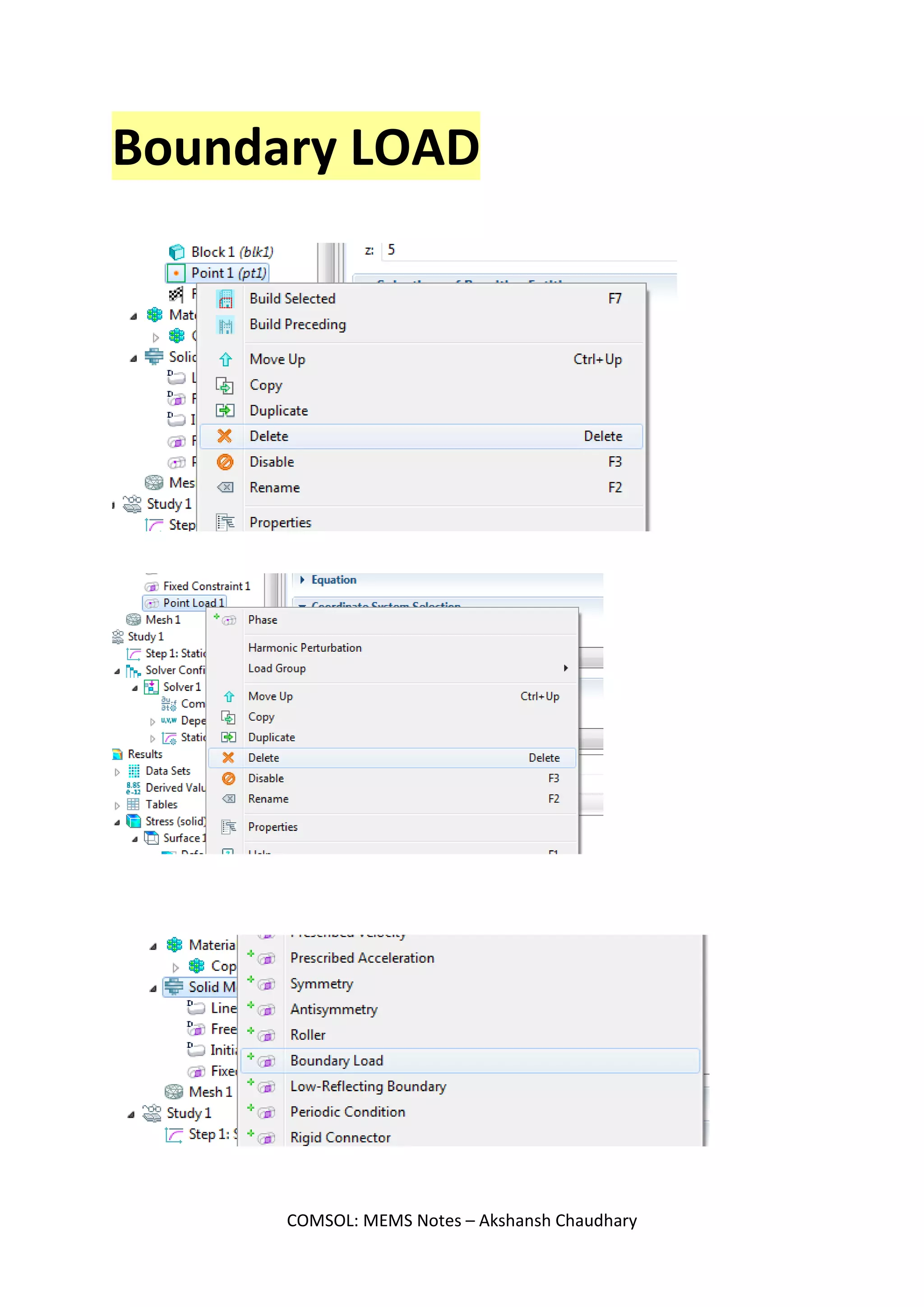 Note:
We can know the properties of material we are using. Here we are using copper. So, click on it to see
its properties.
Save the file.
COMSOL: MEMS Notes – Akshansh Chaudhary
 