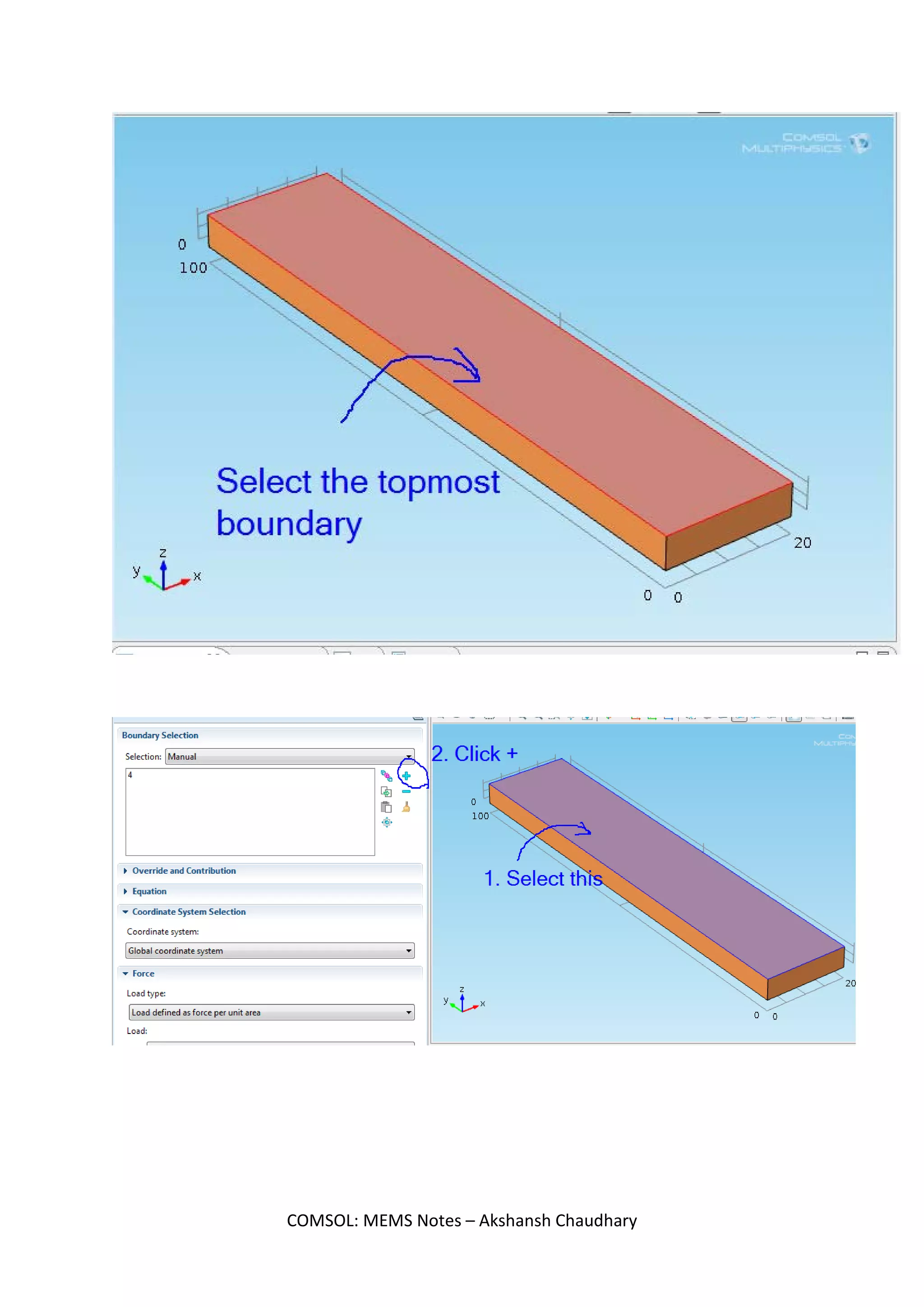 Boundary LOAD
COMSOL: MEMS Notes – Akshansh Chaudhary
 