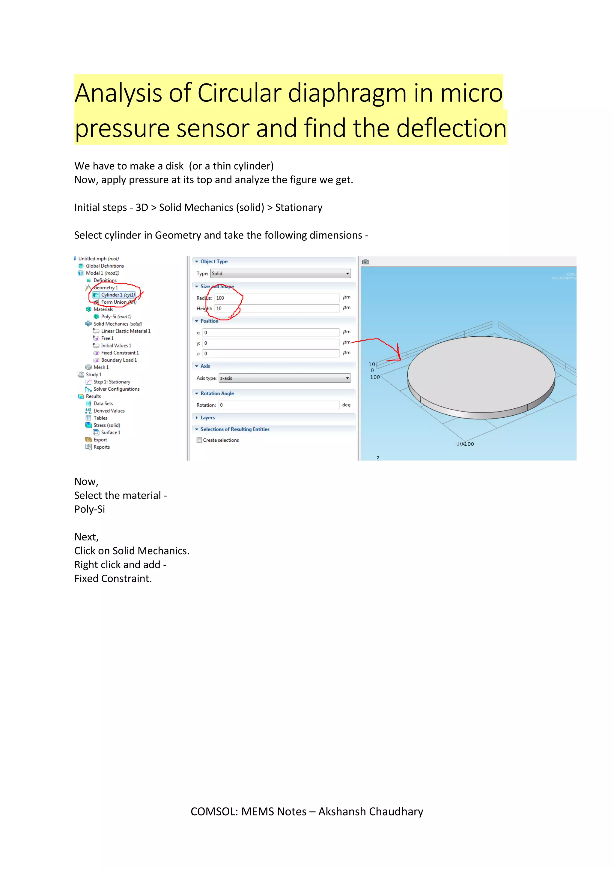 COMSOL: MEMS Notes – Akshansh Chaudhary
 