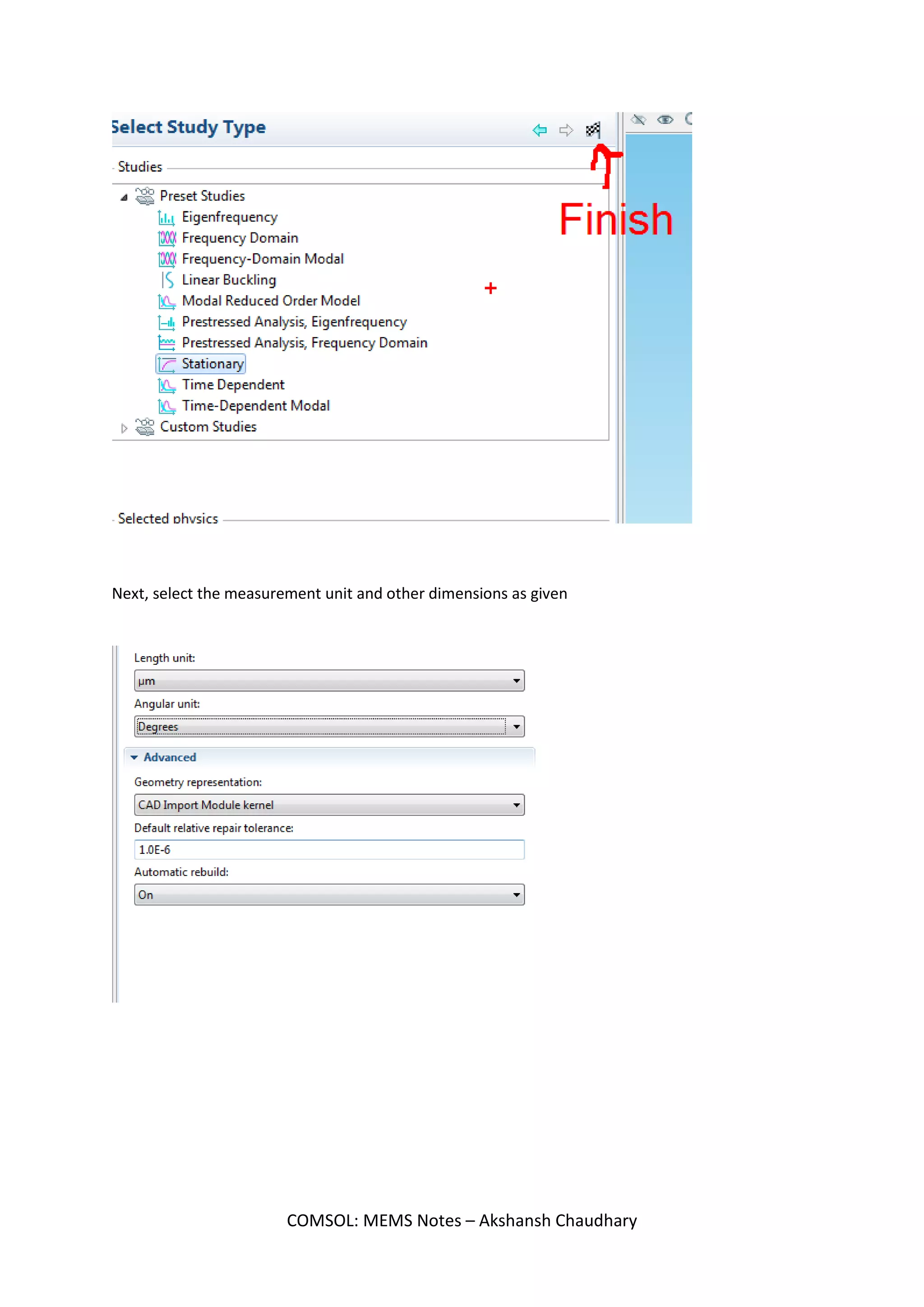 COMSOL: MEMS Notes – Akshansh Chaudhary
 