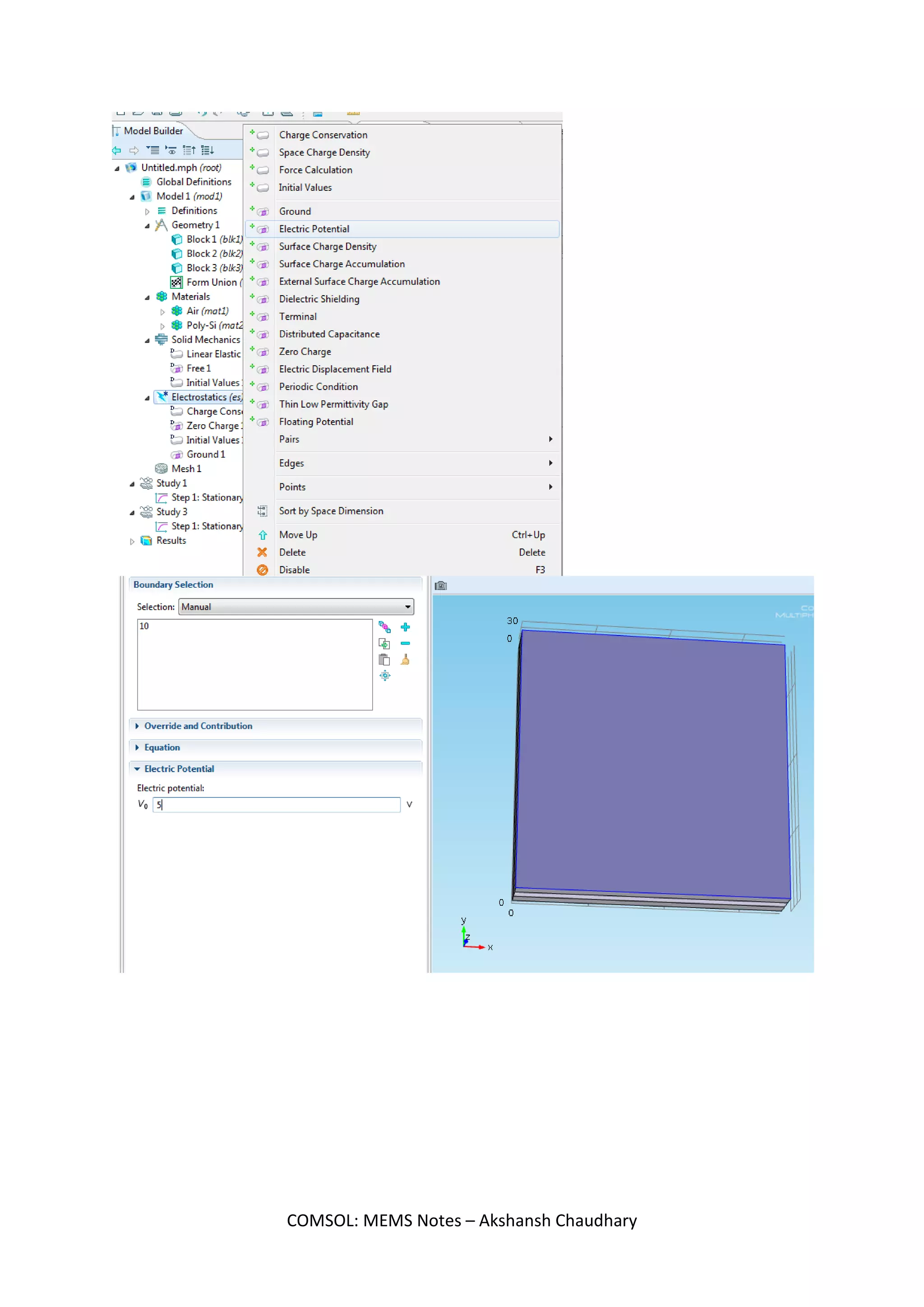COMSOL: MEMS Notes – Akshansh Chaudhary
 