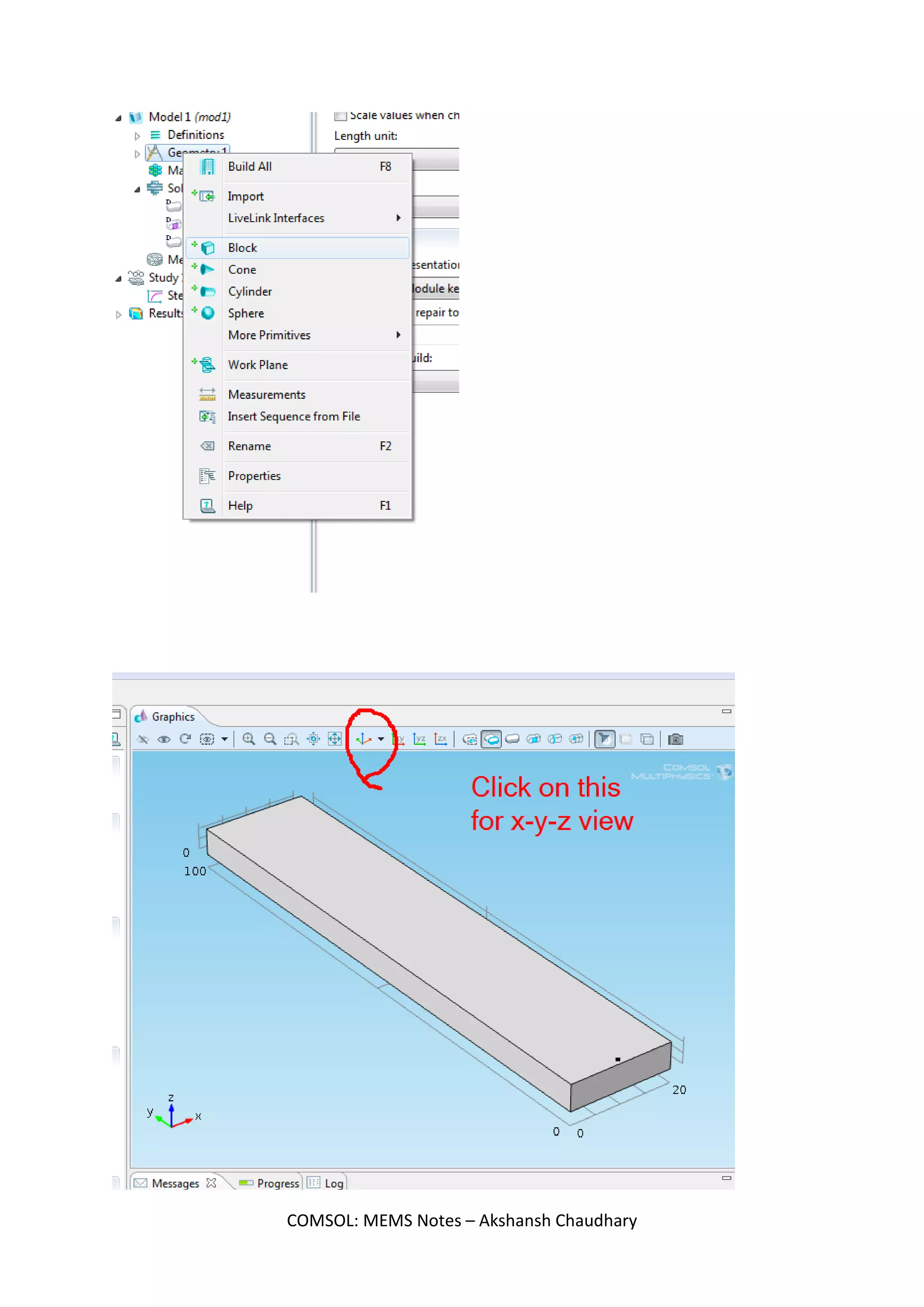 Next, select the measurement unit and other dimensions as given
COMSOL: MEMS Notes – Akshansh Chaudhary
 