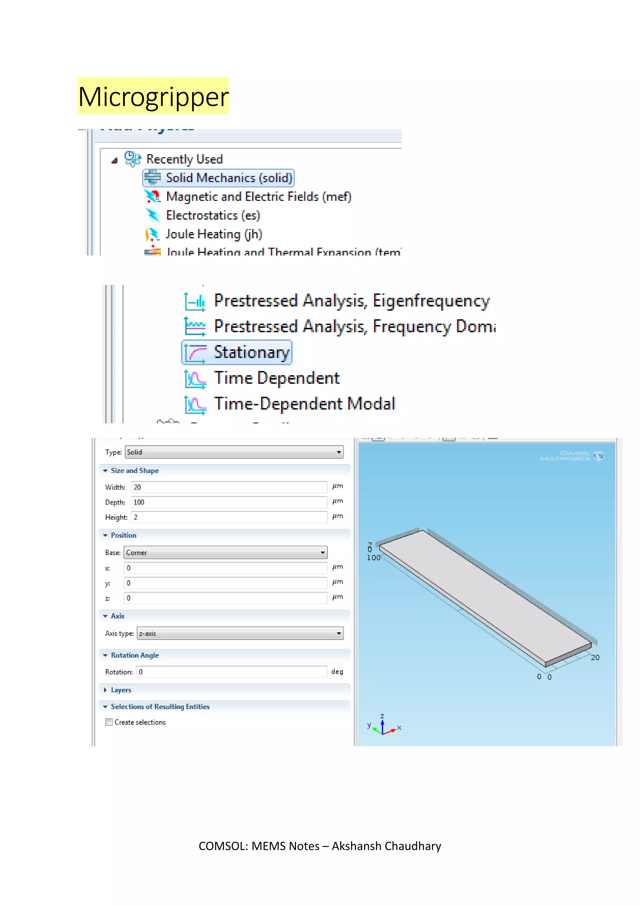 COMSOL: MEMS Notes – Akshansh Chaudhary
 