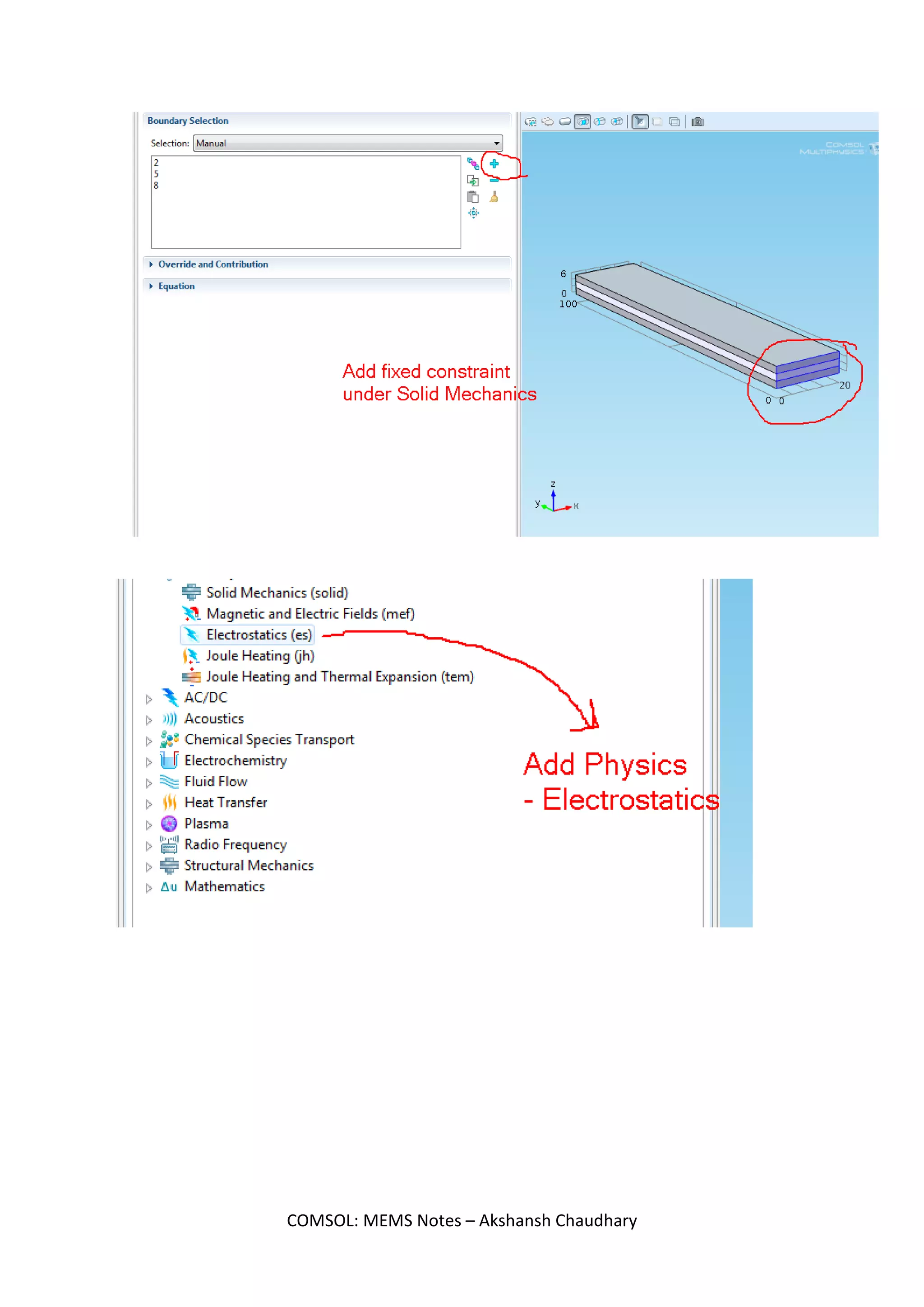 COMSOL: MEMS Notes – Akshansh Chaudhary
 
