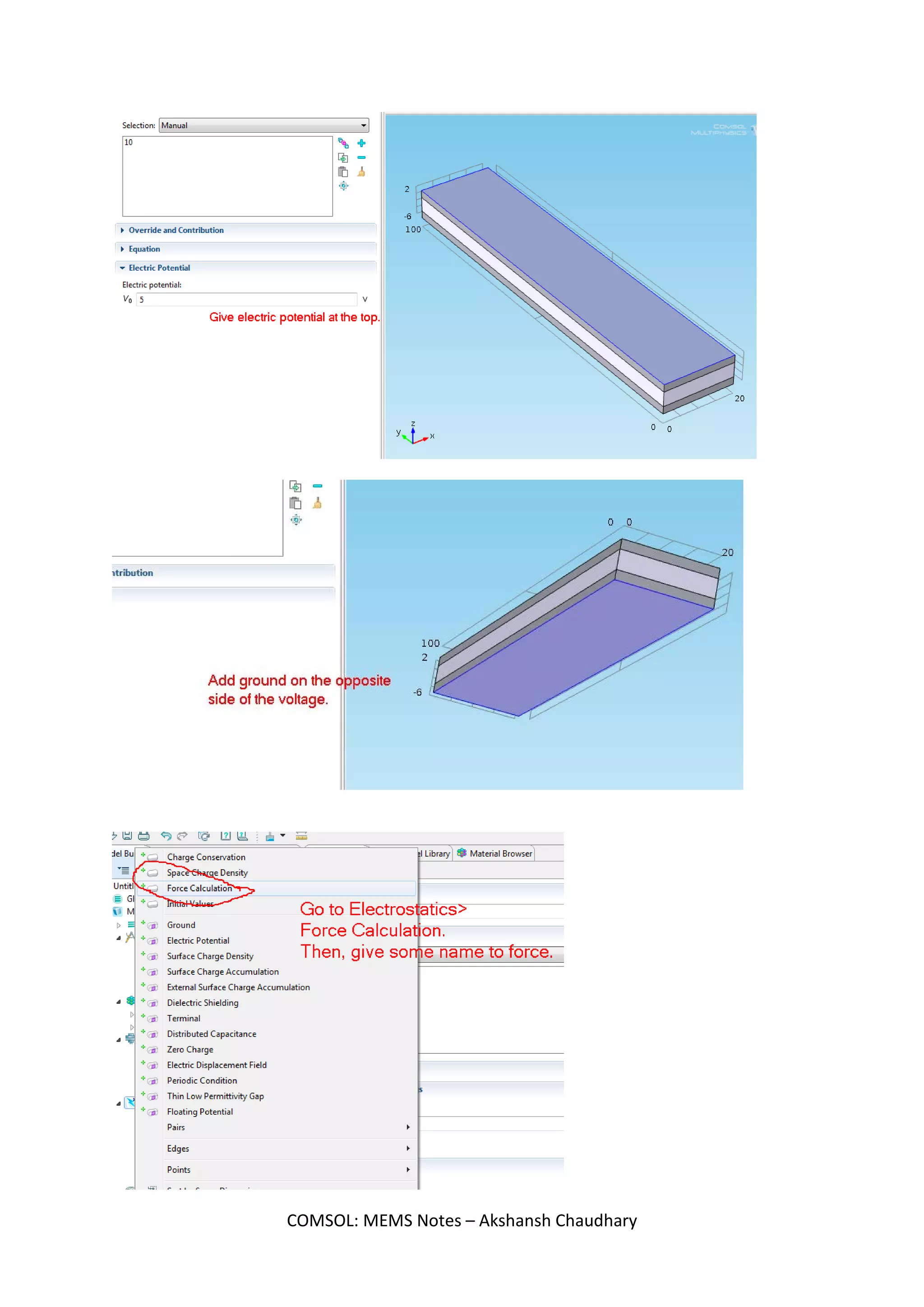 COMSOL: MEMS Notes – Akshansh Chaudhary
 