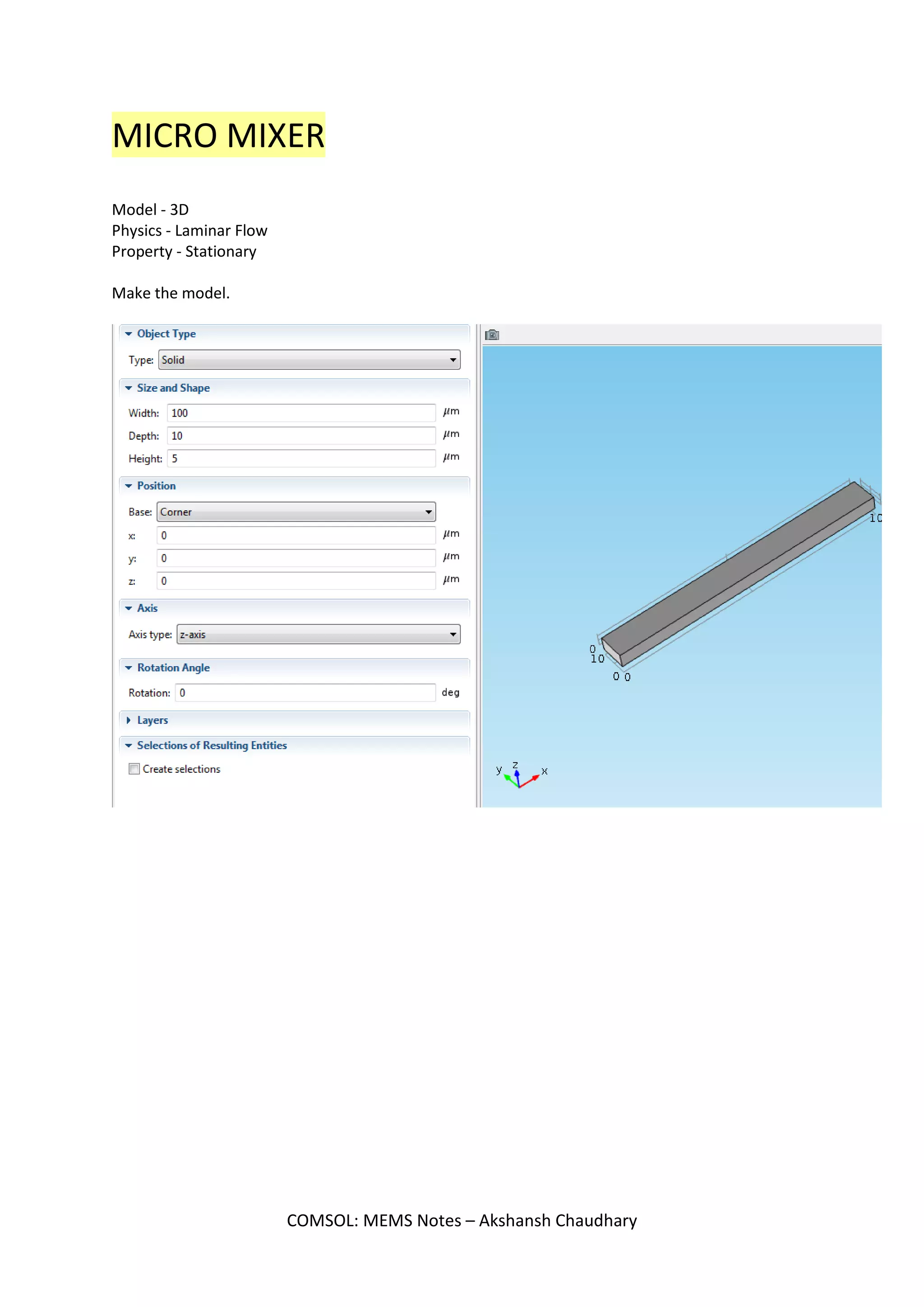 COMSOL: MEMS Notes – Akshansh Chaudhary
 