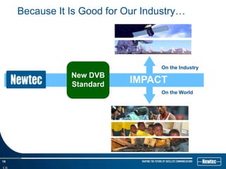 Because It Is Good for Our Industry…




                                   On the Industry
                New DVB
                Standard
                             IMPACT
                                   On the World




18
 