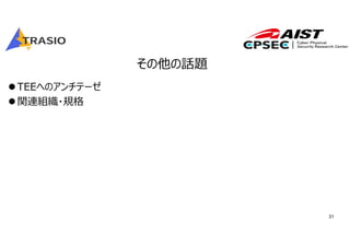 31
その他の話題
TEEへのアンチテーゼ
関連組織・規格
 