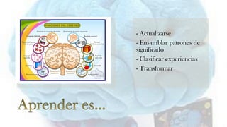 - Actualizarse
- Ensamblar patrones de
significado
- Clasificar experiencias
- Transformar
 