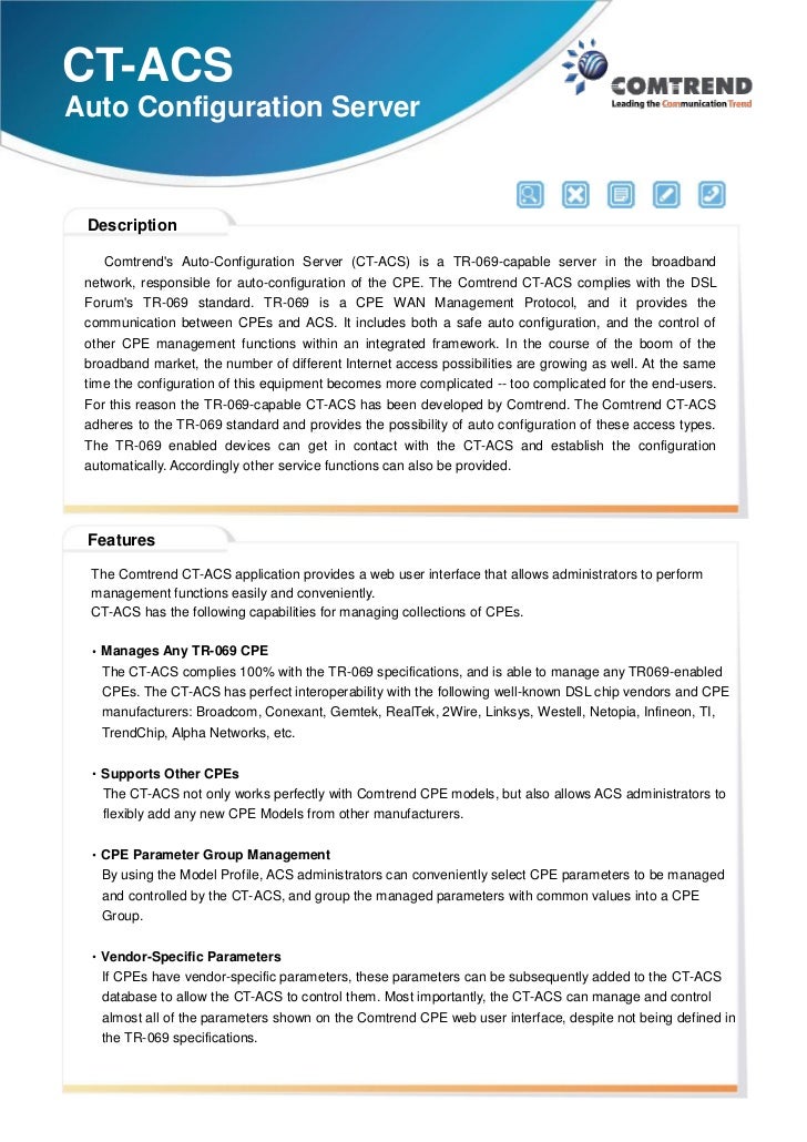 Comtrend ACS AutoConfiguration Server CTACS