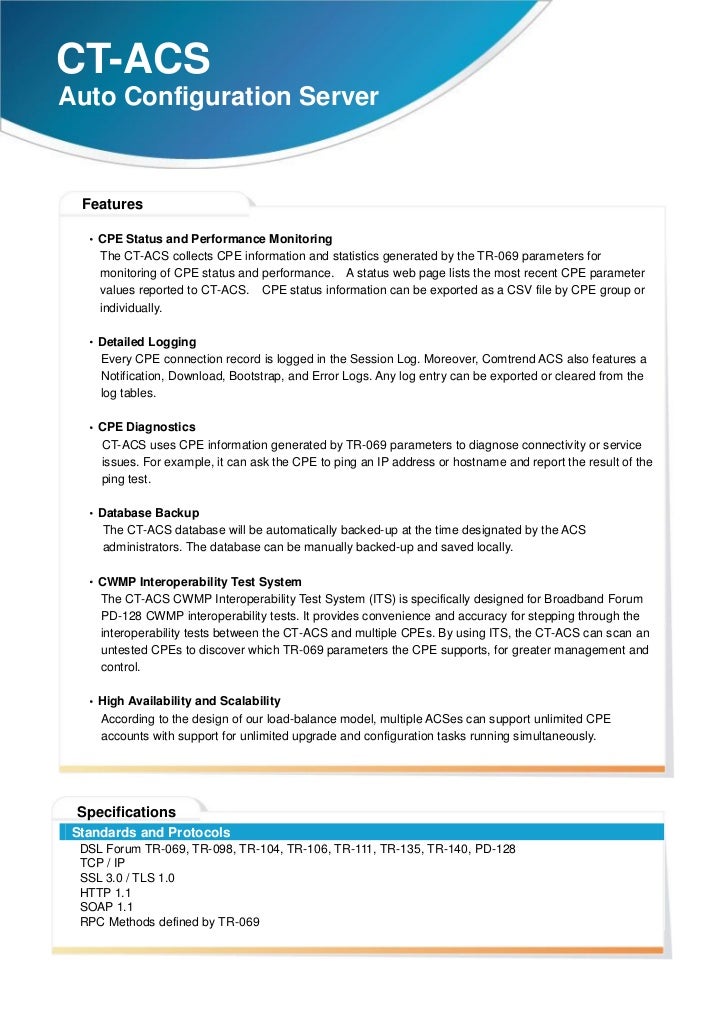 Comtrend ACS AutoConfiguration Server CTACS