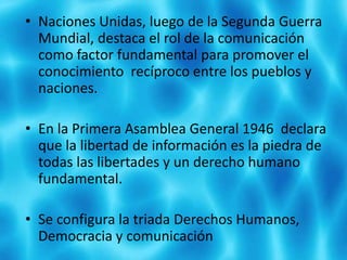 • 1997 se crea la Relatoría Especial de la Comisión
Interamerica de DDHH . CIDH para la defensa
hemisférica del derecho a ...
