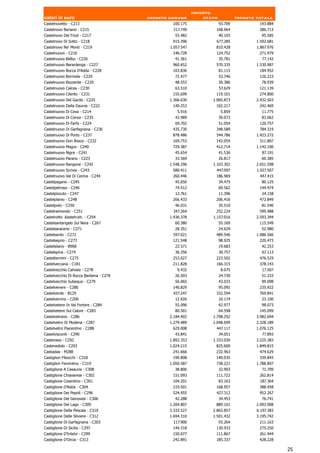 Importo
valori in euro                          Importo comune          stato            Importo totale
Castelnovetto - C213                             100.175                93.709            193.884
Castelnovo Bariano - C215                        217.749            168.964               386.713
Castelnovo Del Friuli - C217                      55.482                40.103             95.585
Castelnovo Di Sotto - C218                       915.396            677.285              1.592.681
Castelnovo Ne' Monti - C219                     1.057.547           810.428              1.867.976
Castelnuovo - C216                               146.728            124.752               271.479
Castelnuovo Belbo - C226                          41.361             35.781                77.142
Castelnuovo Berardenga - C227                    960.652            570.335              1.530.987
Castelnuovo Bocca D'Adda - C228                  103.836                81.115            184.952
Castelnuovo Bormida - C229                        72.477                53.746            126.223
Castelnuovo Bozzente - C220                       48.553                30.386             78.939
Castelnuovo Calcea - C230                         63.510                57.629            121.139
Castelnuovo Cilento - C231                       155.699            119.101               274.800
Castelnuovo Del Garda - C225                    1.366.630          1.065.873             2.432.503
Castelnuovo Della Daunia - C222                  140.253            102.217               242.469
Castelnuovo Di Ceva - C214                         5.916                 5.859             11.775
Castelnuovo Di Conza - C235                       43.989                39.073             83.062
Castelnuovo Di Farfa - C224                       69.702                51.054            120.757
Castelnuovo Di Garfagnana - C236                 435.730            348.589               784.319
Castelnuovo Di Porto - C237                      878.486            544.786              1.423.272
Castelnuovo Don Bosco - C232                     169.753            142.054               311.807
Castelnuovo Magra - C240                         729.387            412.714              1.142.100
Castelnuovo Nigra - C241                          45.654                41.536             87.191
Castelnuovo Parano - C223                         33.569                26.817             60.385
Castelnuovo Rangone - C242                      1.548.296          1.103.302             2.651.598
Castelnuovo Scrivia - C243                       580.411            447.097              1.027.507
Castelnuovo Val Di Cecina - C244                 260.446            186.969               447.415
Castelpagano - C245                               45.650                34.475             80.125
Castelpetroso - C246                              74.912                69.562            144.474
Castelpizzuto - C247                              12.761                11.396             24.158
Castelplanio - C248                              266.433            206.416               472.849
Castelpoto - C250                                 46.031                35.510             81.540
Castelraimondo - C251                            347.264            252.224               599.488
Castelrotto .Kastelruth. - C254                 1.436.378          1.157.016             2.593.394
Castelsantangelo Sul Nera - C267                  60.380                55.169            115.549
Castelsaraceno - C271                             28.351                24.629             52.980
Castelsardo - C272                               597.021            489.546              1.086.566
Castelseprio - C273                              121.548             98.925                220.473
Castelsilano - B968                               22.571                19.683             42.253
Castelspina - C274                                36.356                30.757             67.113
Casteltermini - C275                             253.027            223.502               476.529
Castelveccana - C181                             211.828            166.315               378.143
Castelvecchio Calvisio - C278                      9.432                 8.075             17.507
Castelvecchio Di Rocca Barbena - C276             26.503                24.730             51.233
Castelvecchio Subequo - C279                      56.065                43.033             99.098
Castelvenere - C280                              140.829                95.092            235.922
Castelverde - B129                               437.247            332.594               769.841
Castelverrino - C200                              12.926                10.174             23.100
Castelvetere In Val Fortore - C284                55.096                42.977             98.073
Castelvetere Sul Calore - C283                    80.501                64.598            145.099
Castelvetrano - C286                            2.184.402          1.798.292             3.982.694
Castelvetro Di Modena - C287                    1.279.489          1.048.699             2.328.189
Castelvetro Piacentino - C288                     629.008            447.117             1.076.125
Castelvisconti - C290                             43.841                34.051             77.893
Castenaso - C292                                1.892.353          1.333.030             3.225.383
Castenedolo - C293                              1.024.215           825.600              1.849.815
Castiadas - M288                                 241.666            232.963               474.629
Castiglion Fibocchi - C318                       199.808            140.035               339.843
Castiglion Fiorentino - C319                    1.050.587           738.221              1.788.807
Castiglione A Casauria - C308                     38.806                32.903             71.709
Castiglione Chiavarese - C302                    151.093            111.722               262.814
Castiglione Cosentino - C301                     104.201                83.163            187.364
Castiglione D'Adda - C304                        219.501            168.957               388.458
Castiglione Dei Pepoli - C296                    524.955            427.312               952.267
Castiglione Del Genovesi - C306                   42.288                34.453             76.741
Castiglione Del Lago - C309                     1.204.807           889.101              2.093.908
Castiglione Della Pescaia - C310                3.333.527          2.863.857             6.197.383
Castiglione Delle Stiviere - C312               1.694.310          1.501.432             3.195.742
Castiglione Di Garfagnana - C303                 117.900                93.264            211.163
Castiglione Di Sicilia - C297                    144.318            130.933               275.250
Castiglione D'Intelvi - C299                     150.077            111.867               261.944
Castiglione D'Orcia - C313                       242.891            185.337               428.228

                                                                                                     25
 