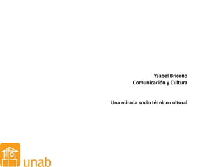 Ysabel Briceño
Comunicación y Cultura
Una mirada socio técnico cultural
 