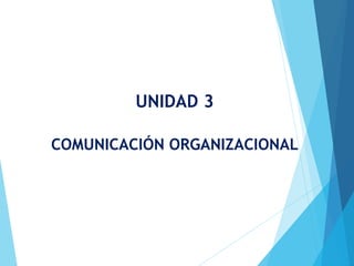 UNIDAD 3
COMUNICACIÓN ORGANIZACIONAL
 