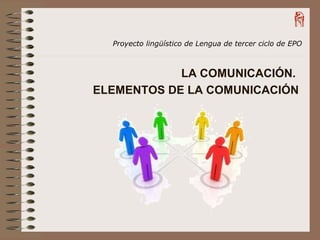 Proyecto lingüístico de Lengua de tercer ciclo de EPO

LA COMUNICACIÓN.
ELEMENTOS DE LA COMUNICACIÓN

 