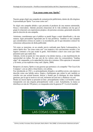 Comunicación Publicitaria: Sprite Las cosas como Son