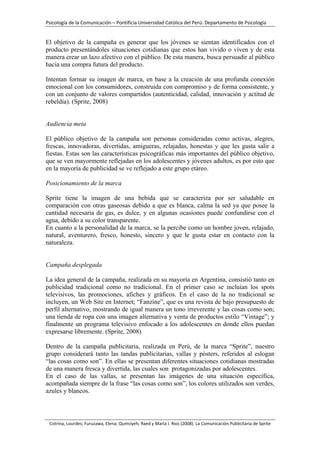 Comunicación Publicitaria: Sprite Las cosas como Son