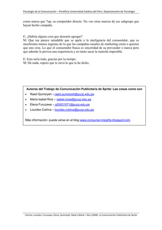 Comunicación Publicitaria: Sprite Las cosas como Son