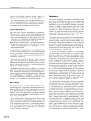Acta Pediatr Esp. 2013; 71(11): e358-e363

vación clínica (descripción cronológica del caso o casos) y discusión (razonami...