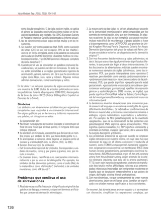 Acta Pediatr Esp. 2015; 73(5): 134-140
136
sema lobular congénito). Si la sigla está en inglés, se aplica
el género de la ...
