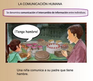 LA COMUNICACIÓN HUMANA 
Una niña comunica a su padre que tiene 
hambre. 
 
