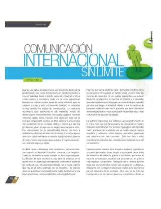Erick Reyes Andrade, Comunicación internacional sin límites, revista futuro, edición 198, 2013