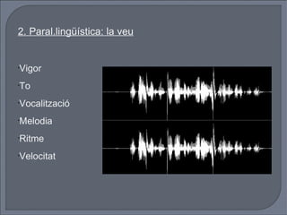 2. Paral.lingüística: la veu Vigor To Vocalització Melodia Ritme Velocitat 