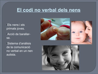 El codi no verbal dels nens Els nens i els primats joves.  Acció de barallar-se. Sistema d’anàlisis de la comunicació no verbal en un nen autista. 